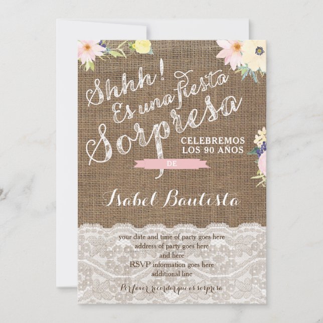 Cumpleaños sorpresa de Abuelita Spanska Inbjudning Inbjudningar (Framsida)