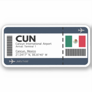 CUN Cancun Boarding Pass - Airport Biljett Klistermärken