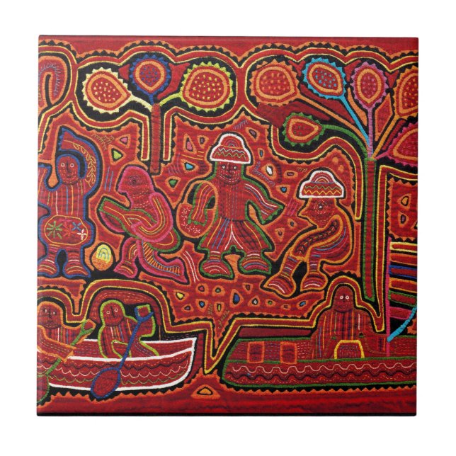 Cuna Indian Manar i Cayucos Kakelplatta (Framsidan)