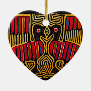 Cuna Indian Mola Anka Design Julgransprydnad Keramik