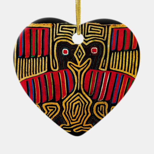 Cuna Indian Mola Anka Design Julgransprydnad Keramik (Framsidan)