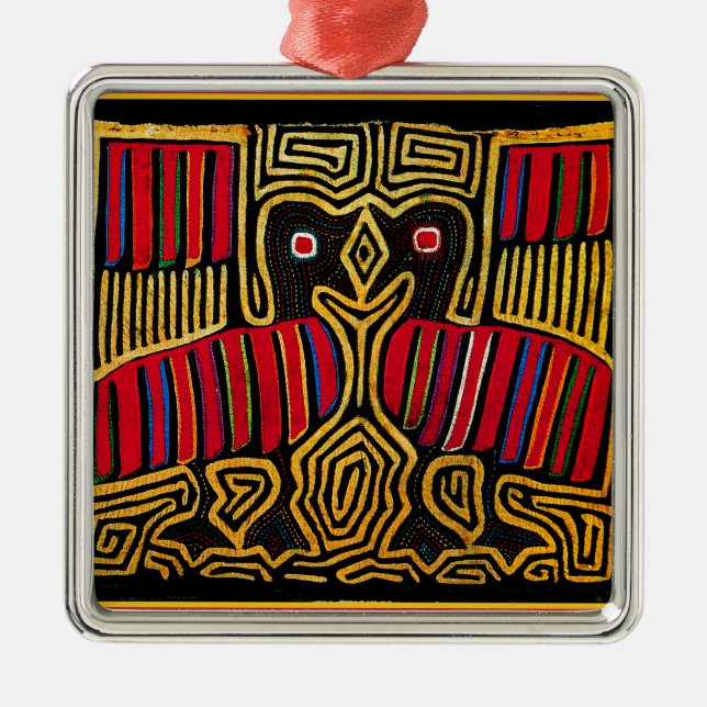 Cuna Indian Mola Anka Design Julgransprydnad Metall (Framsidan)