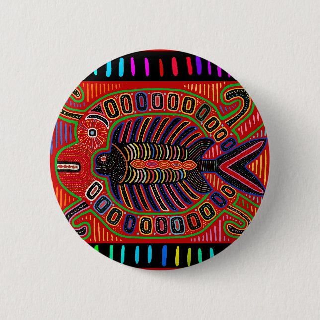 Cuna Indian Mola Flies Fish Knapp (Framsida)