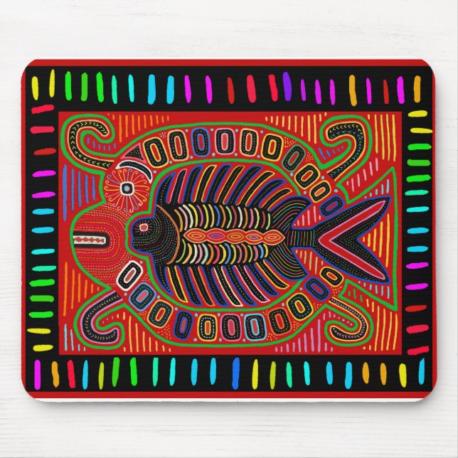 Cuna Indian Mola Flygande Fisk Musmatta (Framsidan)