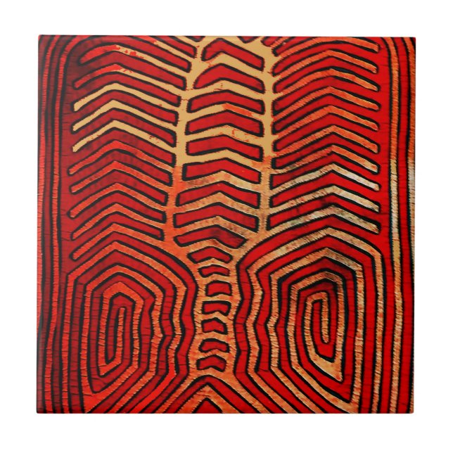 Cuna Indian Tribal Lobster Skeleton Kakelplatta (Framsidan)