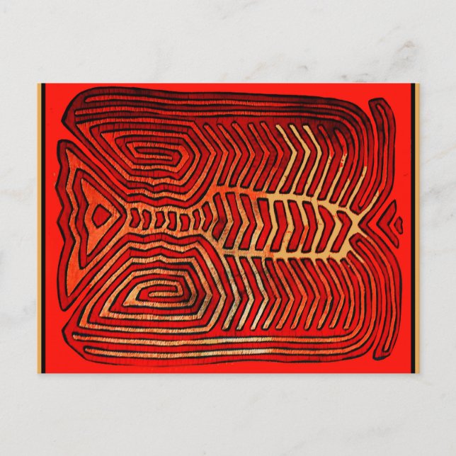 Cuna Indian Tribal Lobster Skeleton Vykort (Framsida)