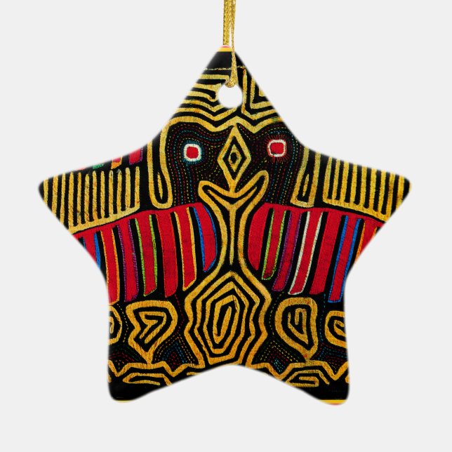 Cuna Indiansk Mola Anka Design Julgransprydnad Keramik (Baksidan)