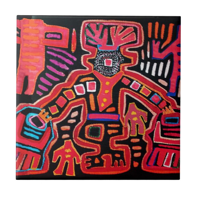 Cuna-indianstammes schaman med fläktar kakelplatta (Framsidan)