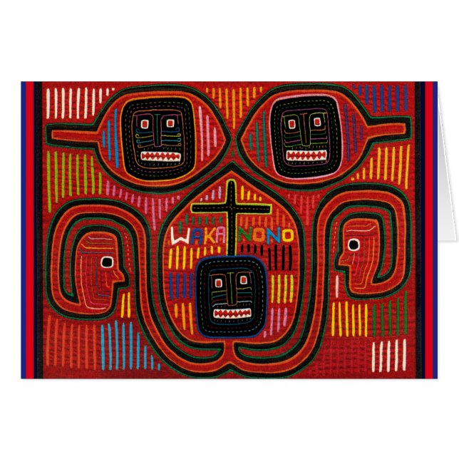 Cuna Tribal Design Hälsningskort (Framsidan Horizontal)