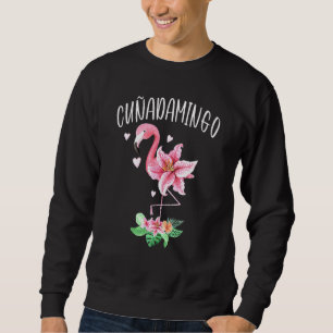 Cunadaming o spansk syster in Law Flamingo Blommig Lång Ärmad Tröja