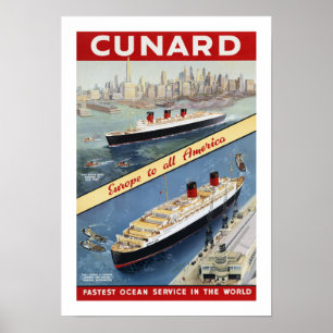 Cunard Europa till all Amerika Poster
