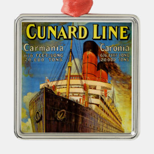 Cunard fodrar ~ Carmania och Caronia Julgransprydnad Metall
