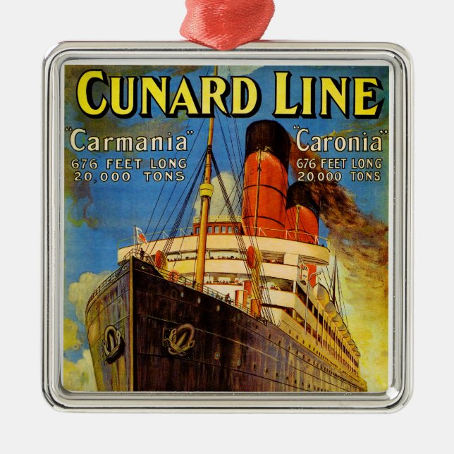 Cunard fodrar ~ Carmania och Caronia Julgransprydnad Metall (Framsidan)