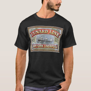 Cunard fodrar den New York Liverpool affischen T-shirt