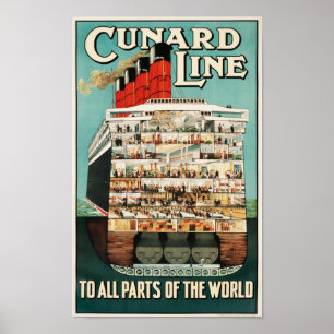 Cunard fodrar (till alla världsdelar) affischen poster