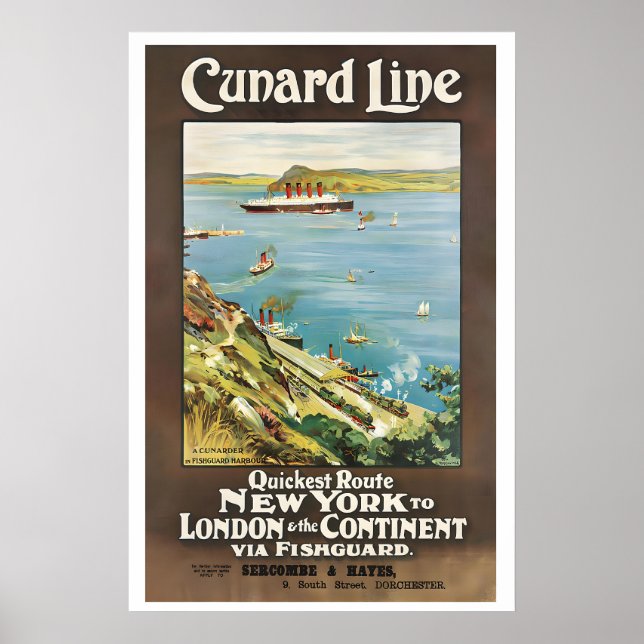 Cunard Line Quickest Route to London & the Poster (Framsidan)