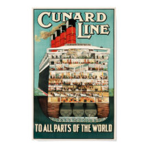Cunard Line (till alla delar av världen) Poster