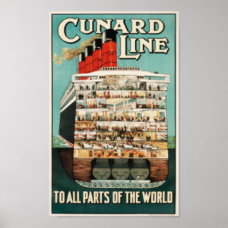 Cunard Line (till alla delar av världen) Poster