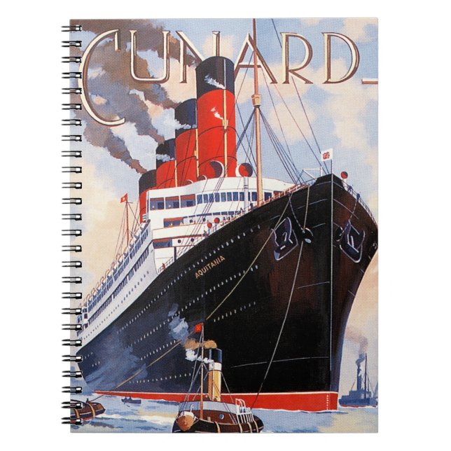 CUNARD OCEAN LINER AQUITANIA ANTECKNINGSBOK (Framsidan)