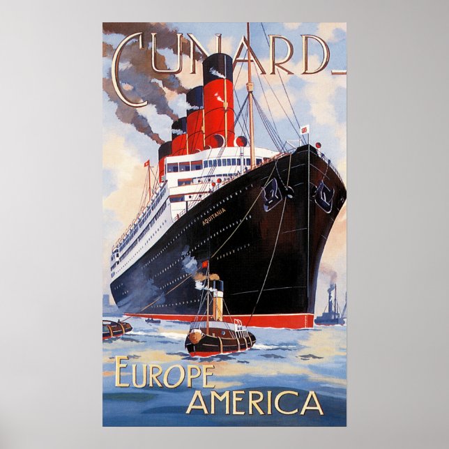 CUNARD OCEAN LINER AQUITANIA POSTER (Framsidan)