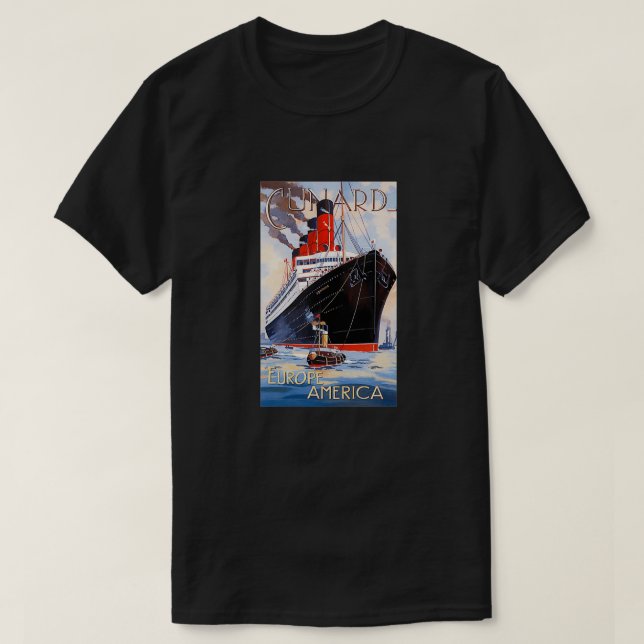 CUNARD OCEAN LINER AQUITANIA T SHIRT (Design framsida)