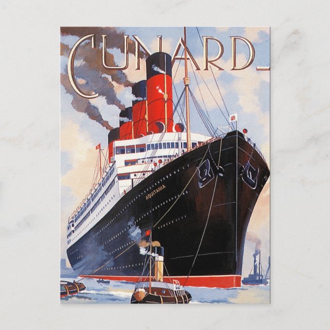 CUNARD OCEAN LINER AQUITANIA VYKORT (Framsida)