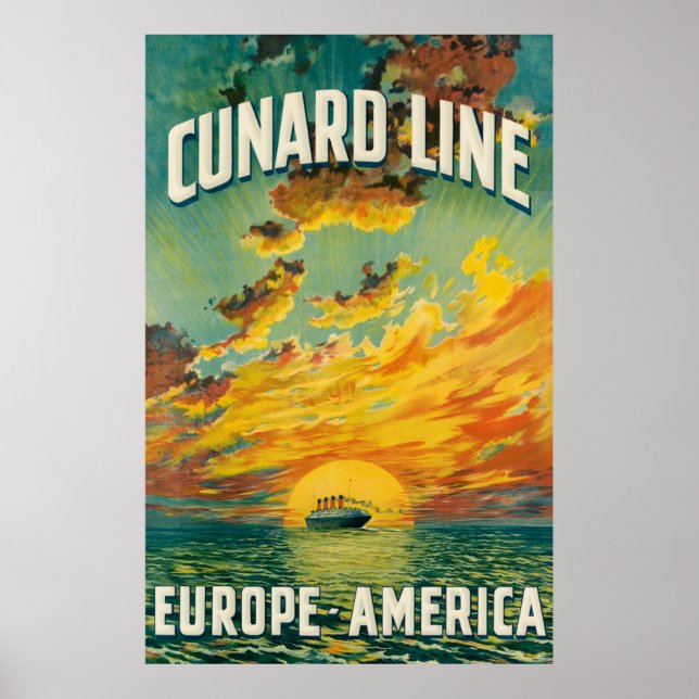 CUNARD OCEAN LINER EUROPE AMERICA POSTER (Framsidan)