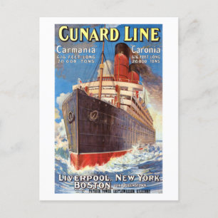 CUNARD OCEAN LINER HAMBURG NEW YORK POSTER POSTCAR VYKORT