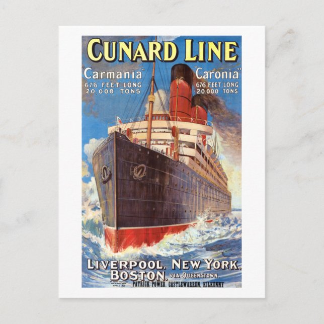 CUNARD OCEAN LINER HAMBURG NEW YORK POSTER POSTCAR VYKORT (Framsida)