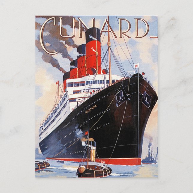 CUNARD OCEANLINJEN AQUITANIA VYKORT (Framsida)