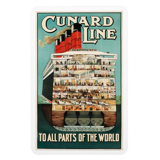 Cunard Sea liner (lyxskeppsfartyg) poster. Magnet (Vertikal)