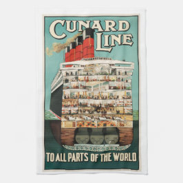 Cunard Sea liner steamship lyxury frakt poster. Kökshandduk