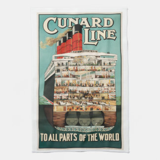 Cunard Sea liner steamship lyxury frakt poster. Kökshandduk