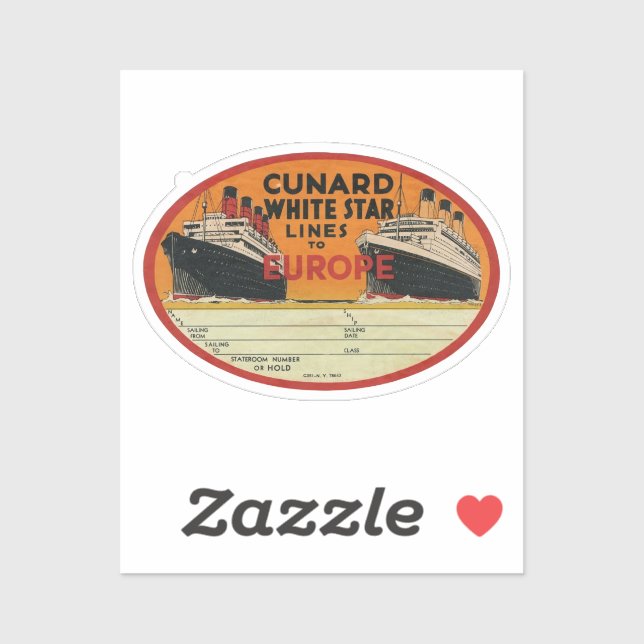 Cunard - Viktig Vintage - etikett (Ark)