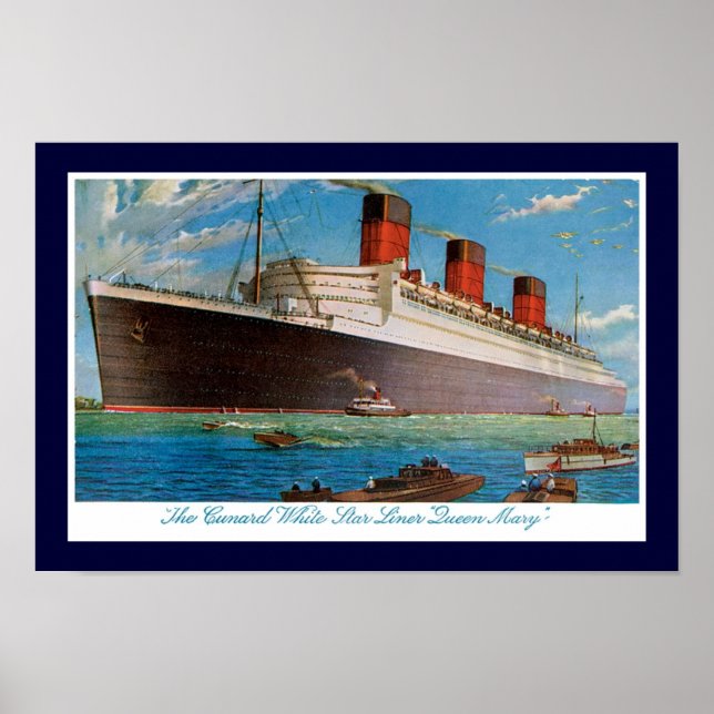 Cunard White Star Line's Queen Mary Poster (Framsidan)