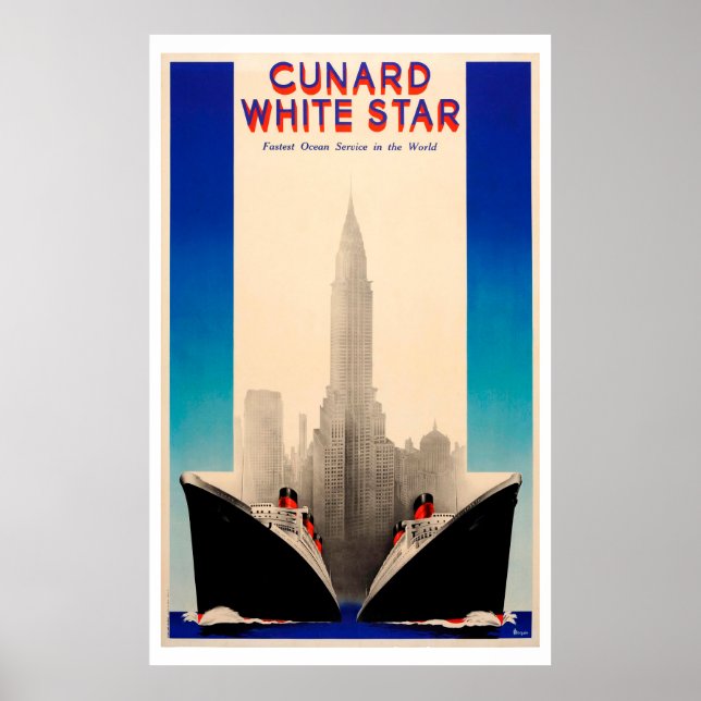Cunard White Star Vintage affisch (Framsidan)