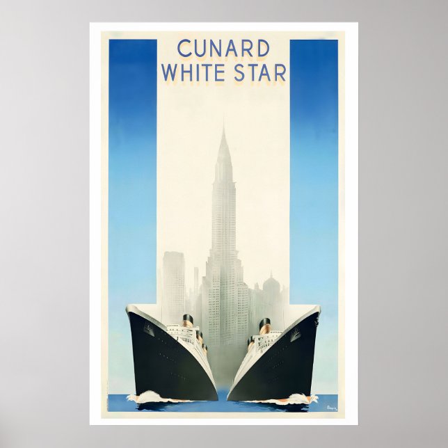 Cunard White Star Vintage Travel Poster (Framsidan)