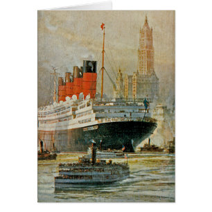 Cunarder i New York Hälsningskort