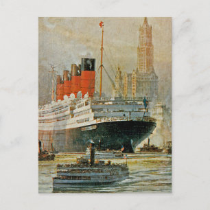 Cunarder i New York Vykort