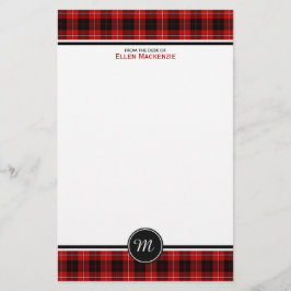 Cunningham Klan Tartan Red and Black Monogram Brevpapper