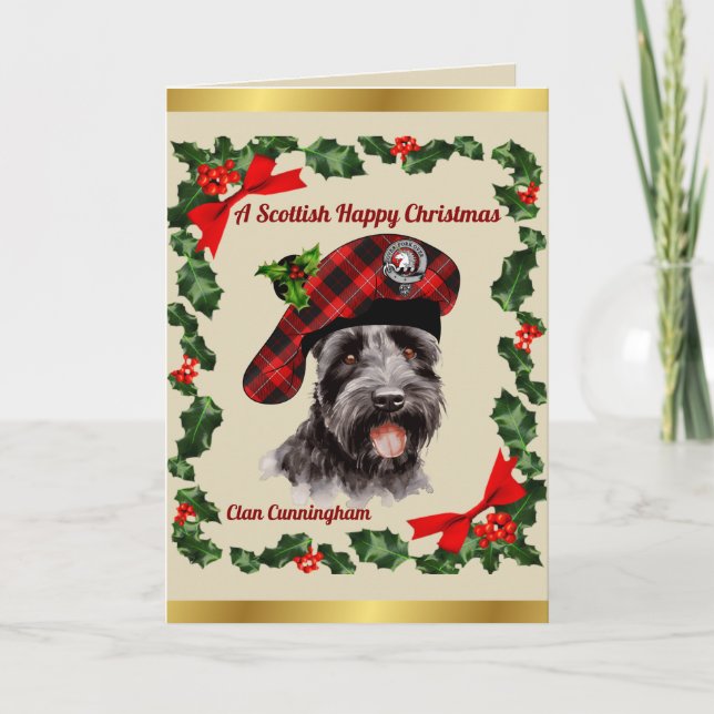 Cunningham Scottie Dog Personalized Xmas Kort (Framsida)
