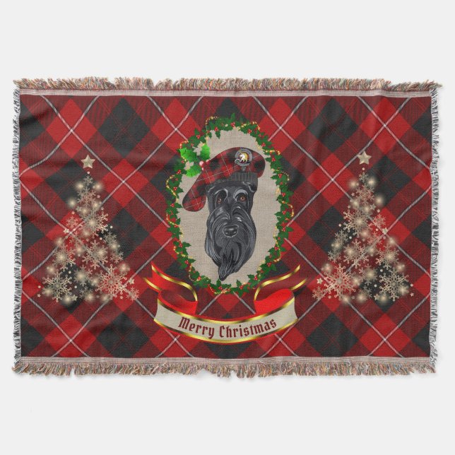 Cunningham Scottie Hund jul Throw Blanket Filt (Framsidan)