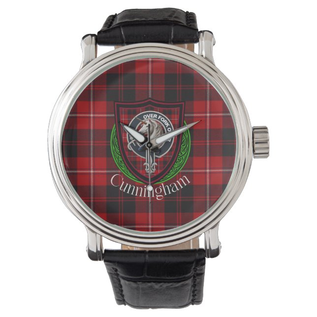 Cunningham Scottish Clan Tartan & Crest Armbandsur (Framsida)