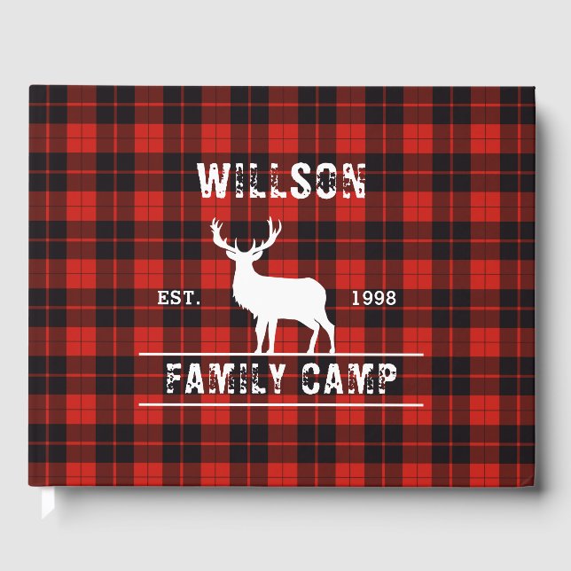 Cunningham Scottish plaid tartan black red Gästböcker (Framsida)