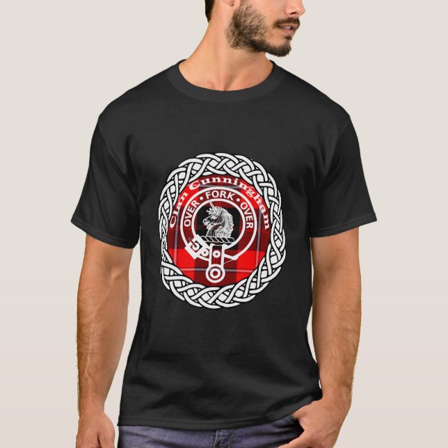 Cunningham Surname Efternamn Scottish Klan Tartan T Shirt (Framsida)