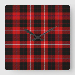 Cunningham Tartan Red Black Play Fyrkantig Klocka