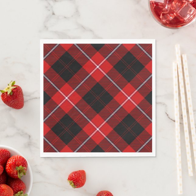 Cunningham Tartan Red Black Play Pappersservett (Insitu)