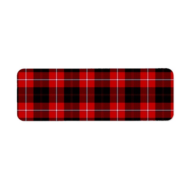 Cunningham Tartan Red Black Play Returadress Etikett (Framsidan)