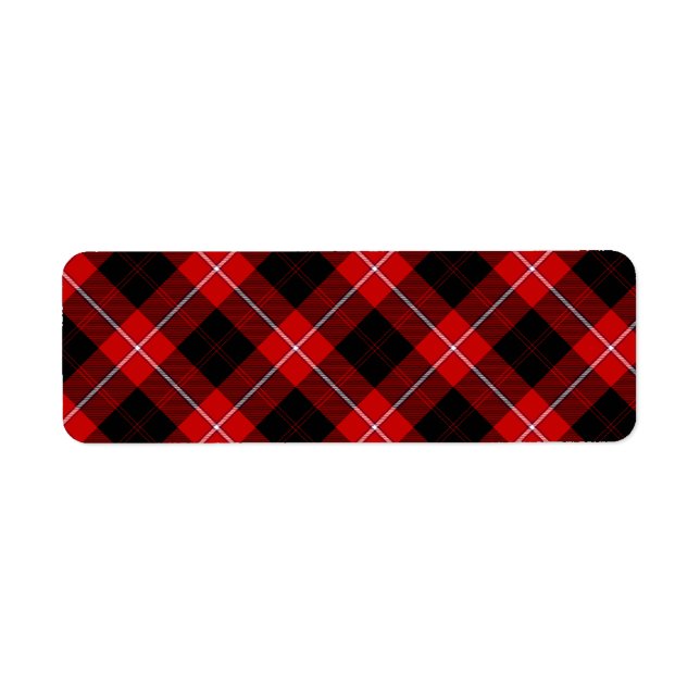 Cunningham Tartan Red Black Play Returadress Etikett (Framsidan)