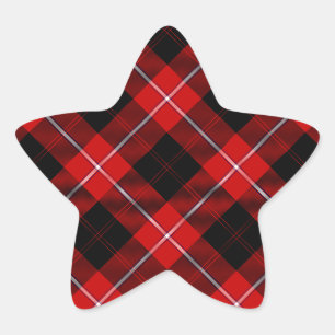 Cunningham Tartan Red Black Play Stjärnformat Klistermärke
